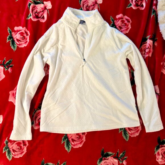 Eddie Bauer Geometric Polar Fleece 1/4 Zip Pullover | White | Women’s M Like New - Picture 13 of 16